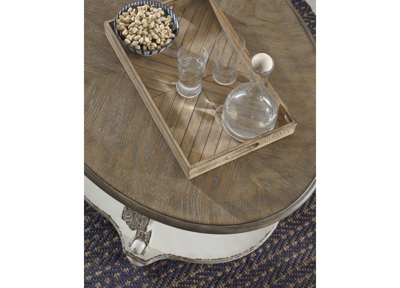 Solid Wood Oval Coffee Table - Caroline 